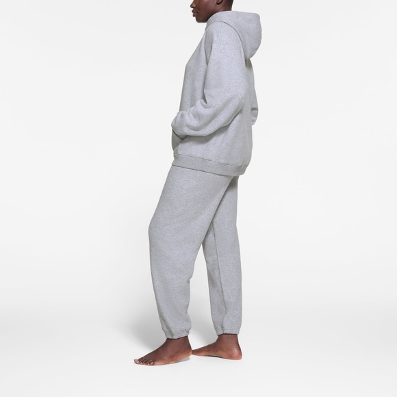 NWT SKIMS COTTON FLEECE OVERSIZED PULLOVER HOODIE IN HEATHER GREY - Picture 3 of 6